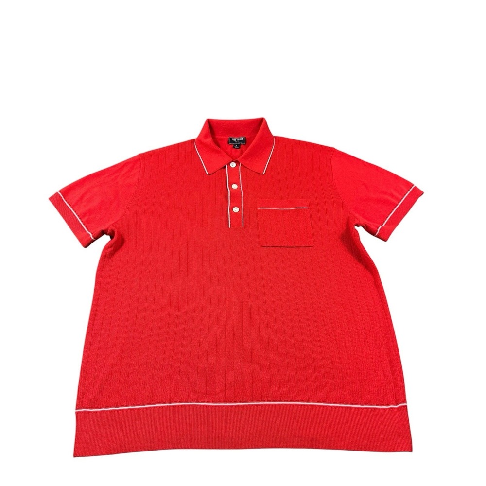 Todd Snyder Orange White Tipped Cotton Silk Knit Men's Polo Size Large